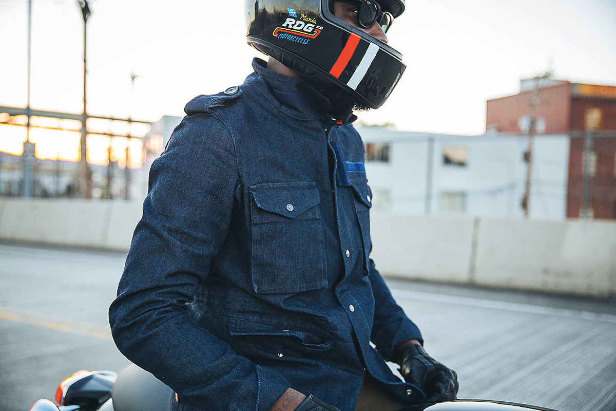 armoured denim motorcycle jacket