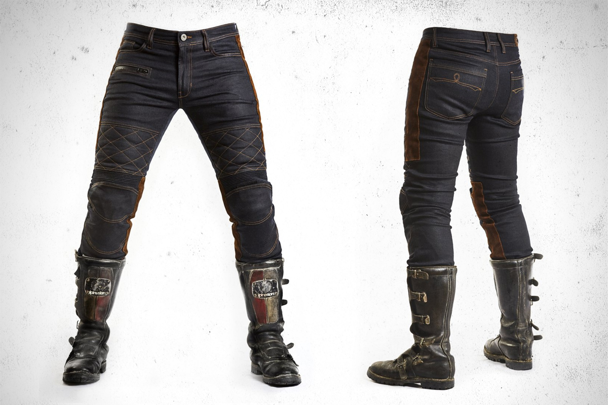 waxed motorcycle jeans