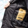 Inside of ol Bobber Leather Jacket by Black Pup Moto