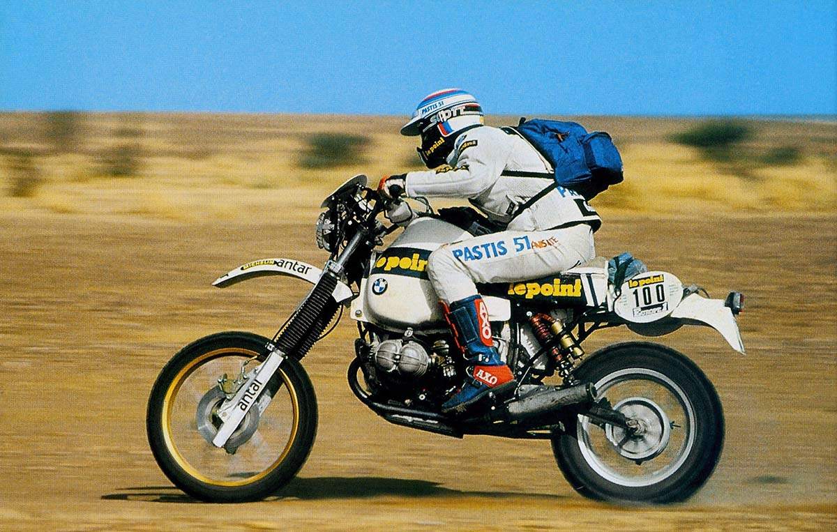 Hubert Ariol on his way to a Paris-Dakar Win in 1981 onboard his BMW GS Motorcycle