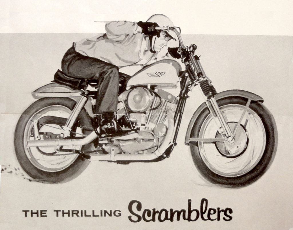 A 1958 Harley-Davidson ad for their XLC Scrambler