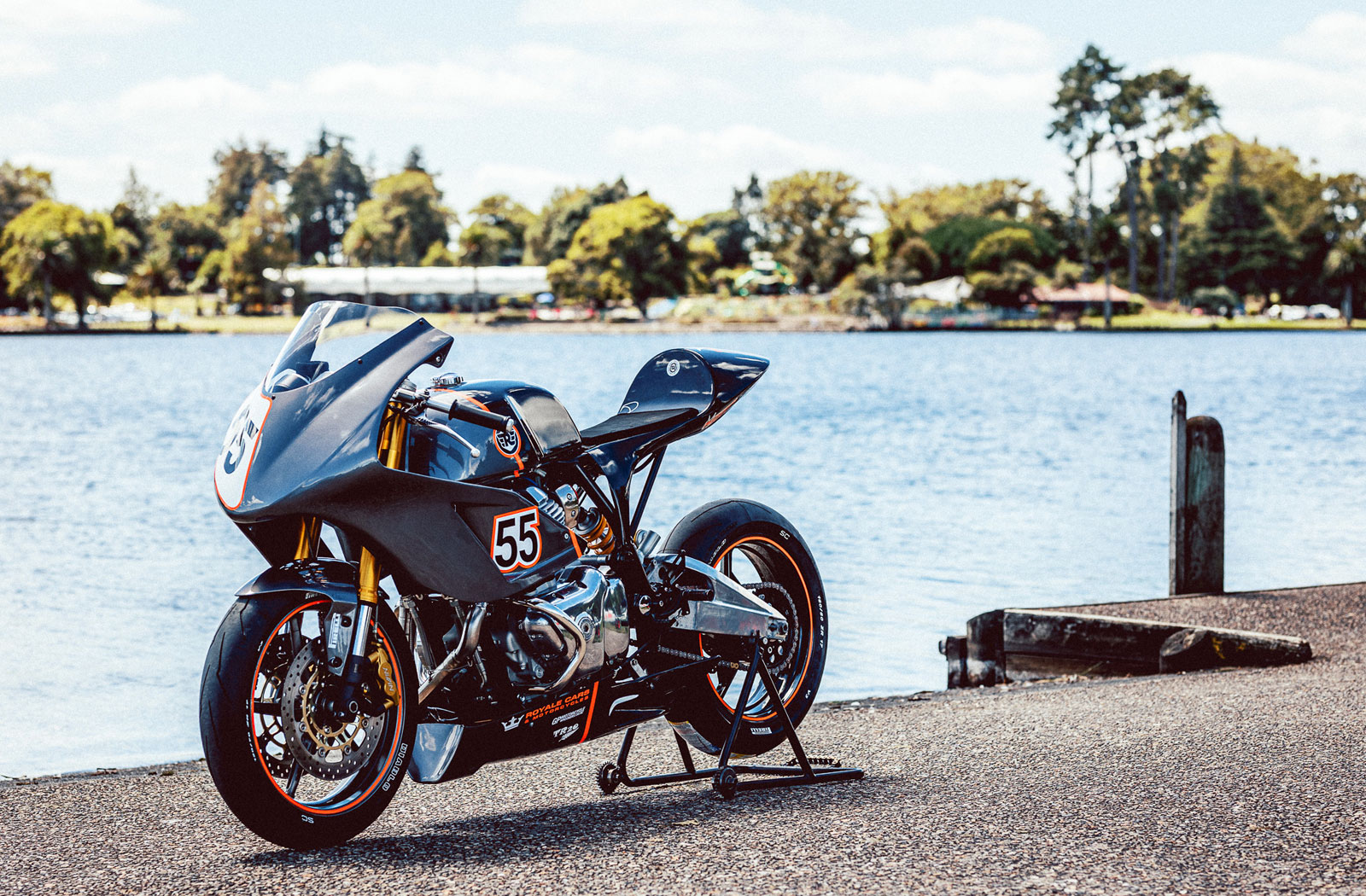 A Royal Enfield GT 650 track bike